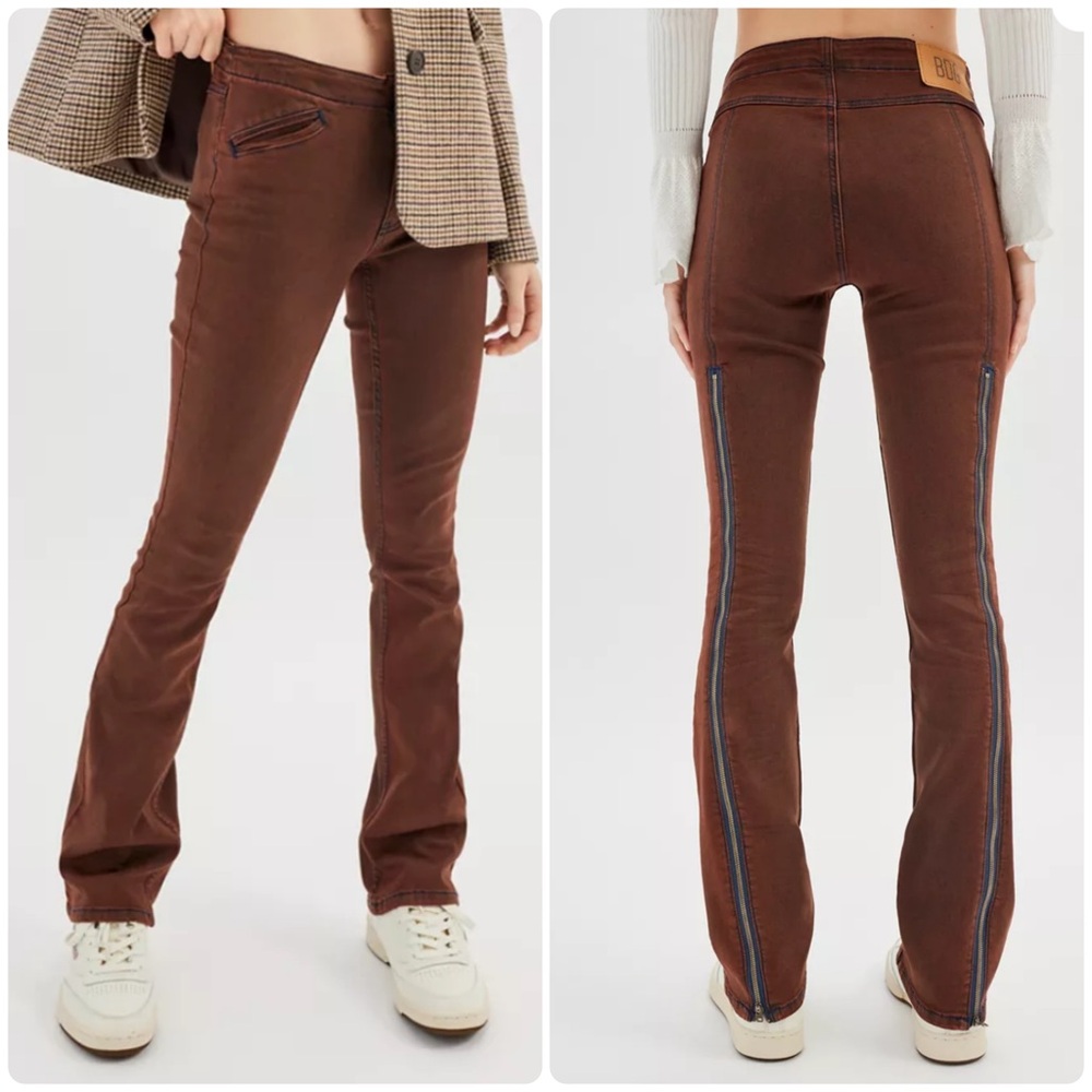 NEW Size 28 Urban Outfitters BDG Mariah Zipped Flare Brown Mid Rise Jean